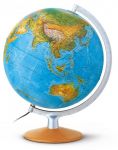 Räth Leuchtglobus 30cm Echtholz Buche, silberfarbig DP3017 Globus Doppelbild physisch/politisch Globe Earth World Schulglobus